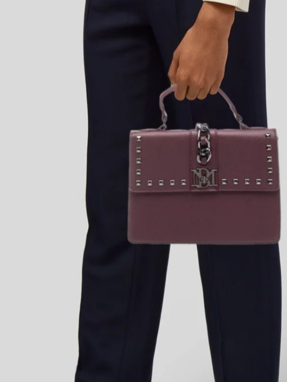 Structured Top-Handle Satchel in Plum - Women Bags